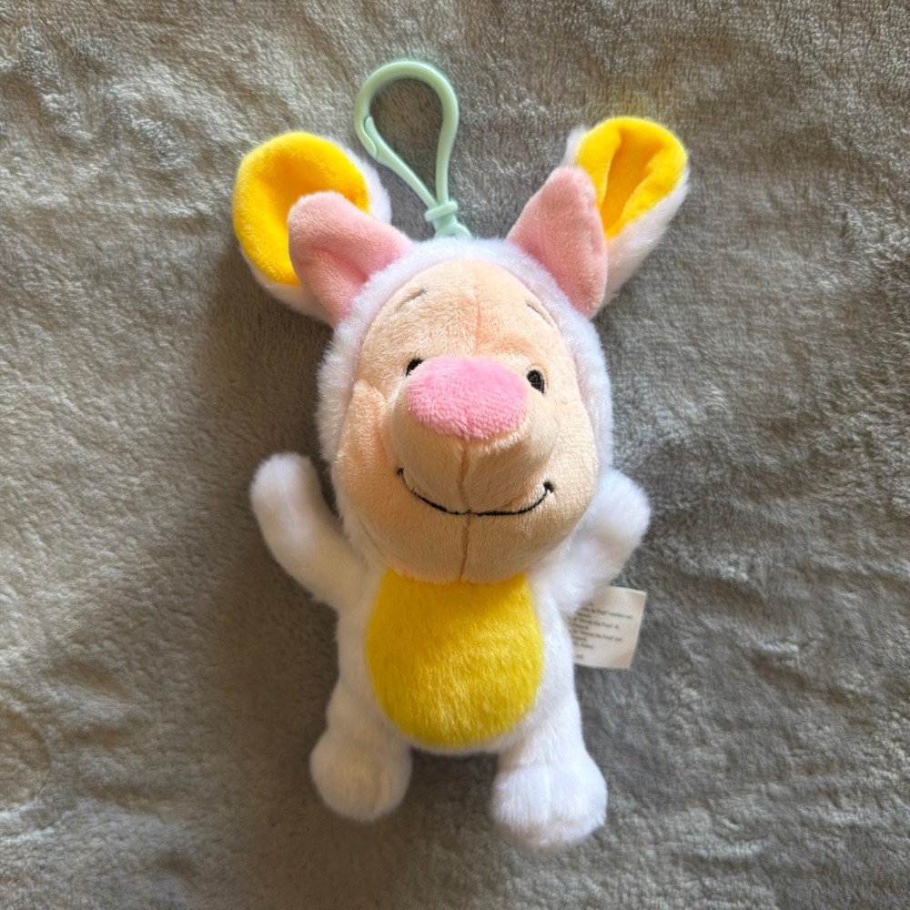 Disney Winnie the Pooh Piglet Bunny Costume Plush Clip Keychain Easter - D362